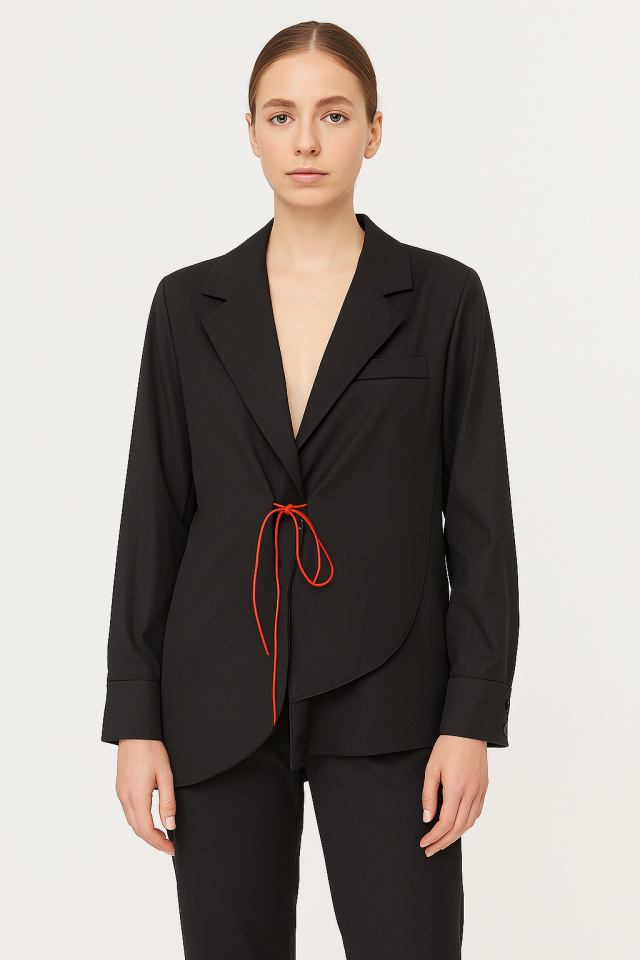 Modern Cut Asimetrik Siyah Kadın Ceket