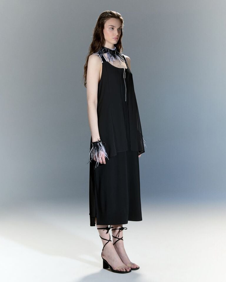 Parisienne Siyah Midi Elbise