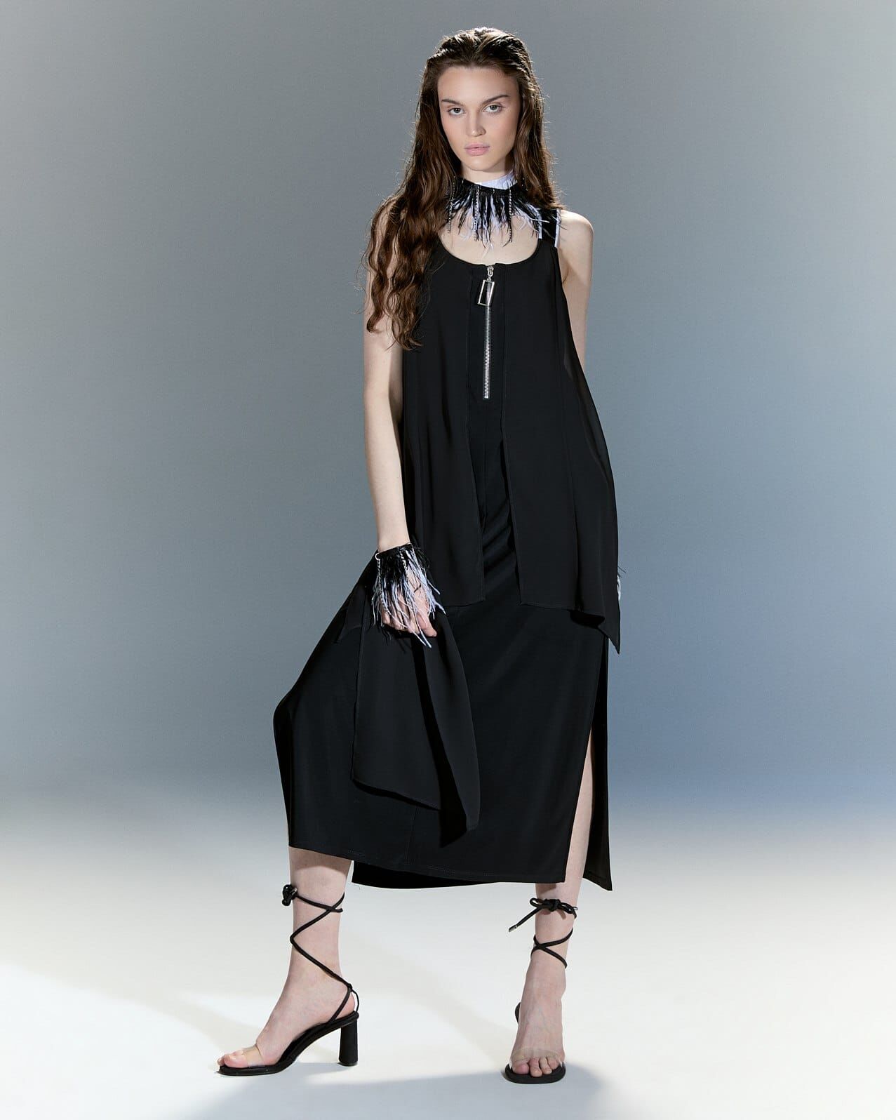 Parisienne Siyah Midi Elbise