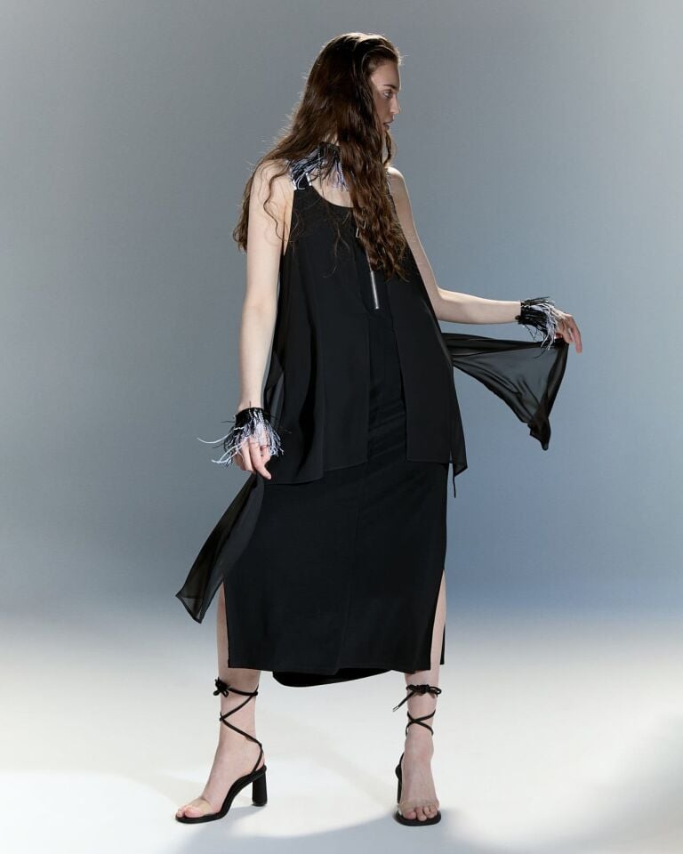 Parisienne Siyah Midi Elbise