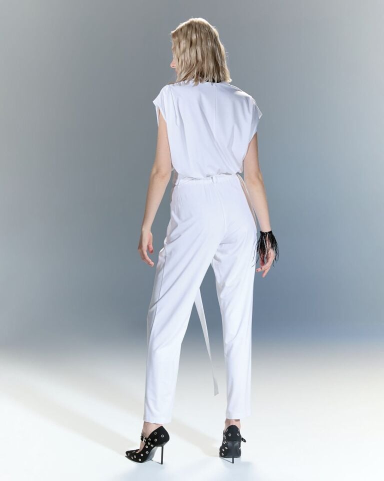 Parisienne Blanc Slim Pantolon