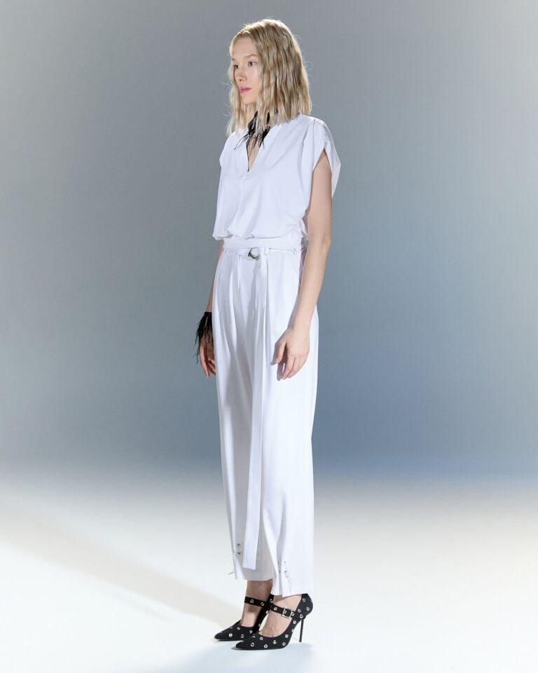 Parisienne Blanc Slim Pantolon