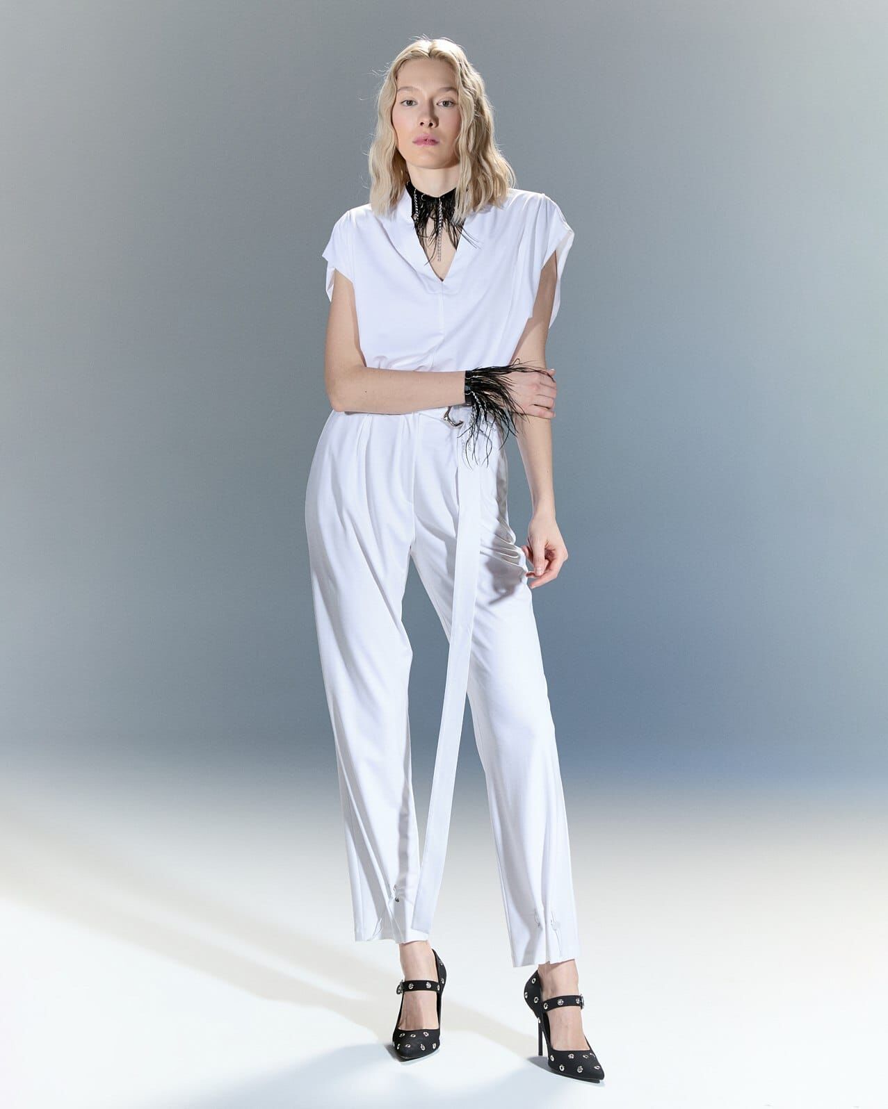 Parisienne Blanc Slim Pantolon