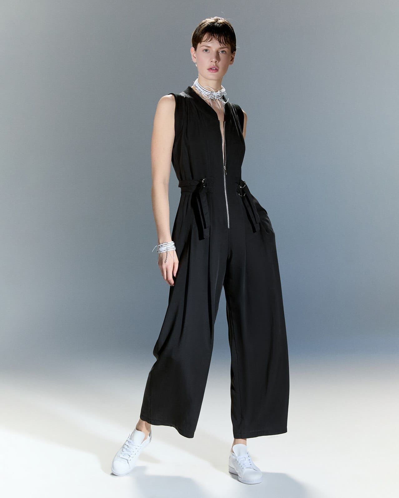 Lamante Manifest Siyah Fermuarlı Tulum