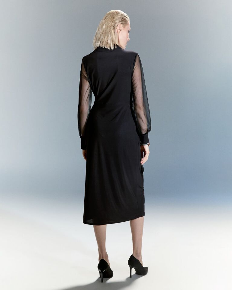 Noir Élégance Siyah Kruvaze Elbise