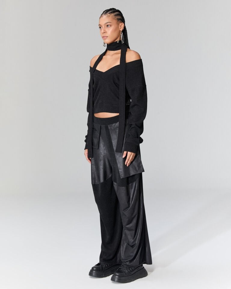 İki Dokulu Siyah Pantolon